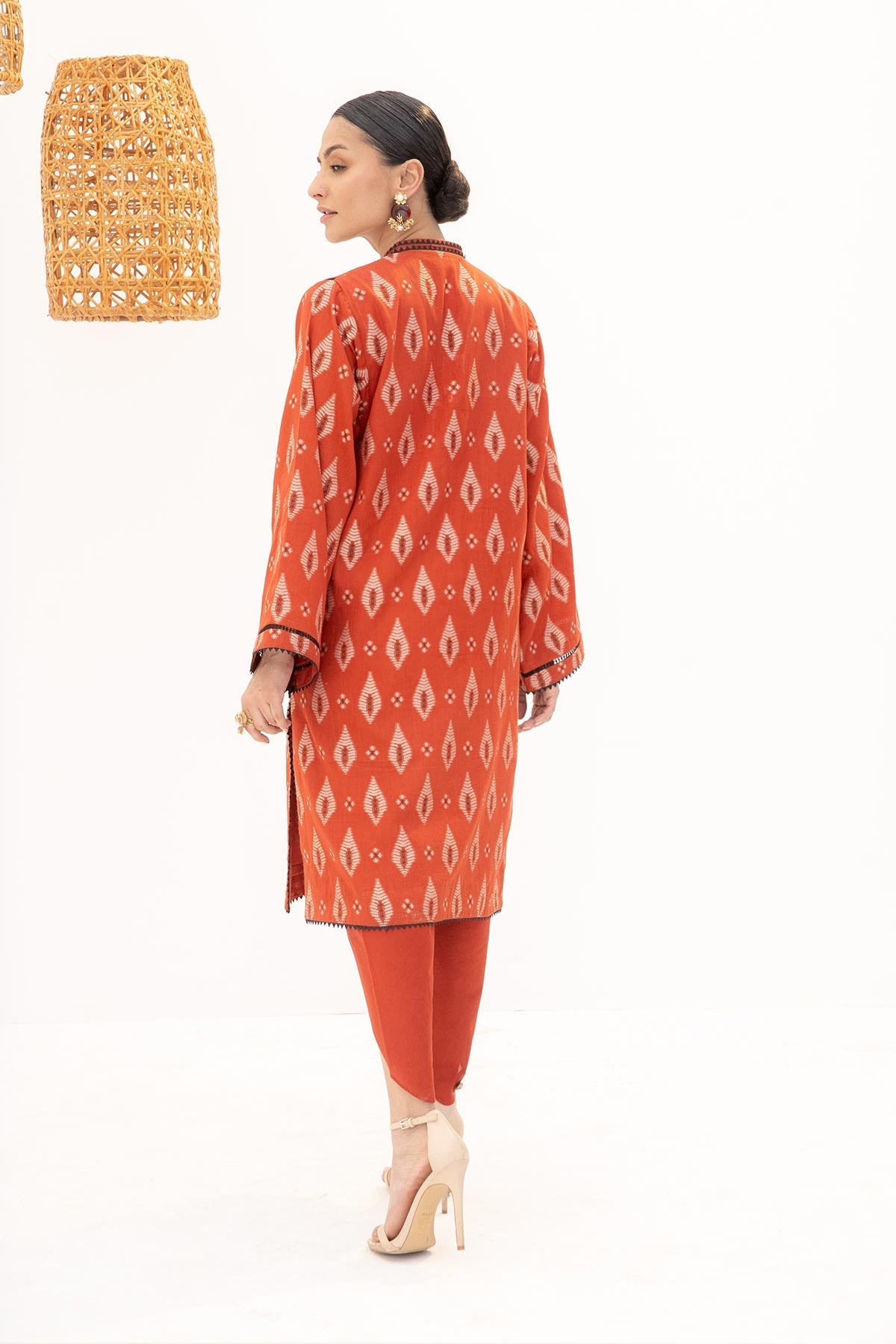 2 Pc Printed Jacquard Suit With Cambric Trouser