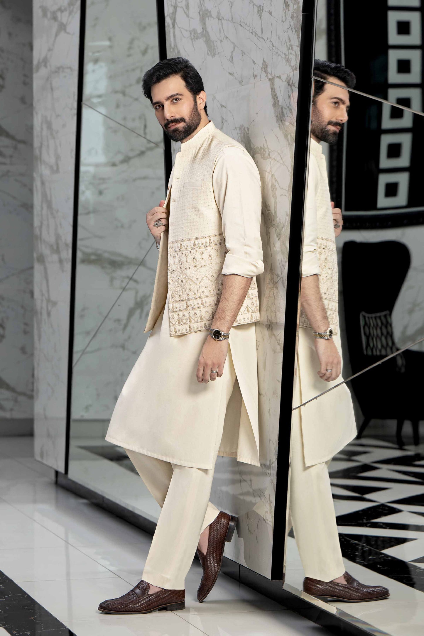Nishat Linen - Embroidered Waistcoat - KNW23-02
