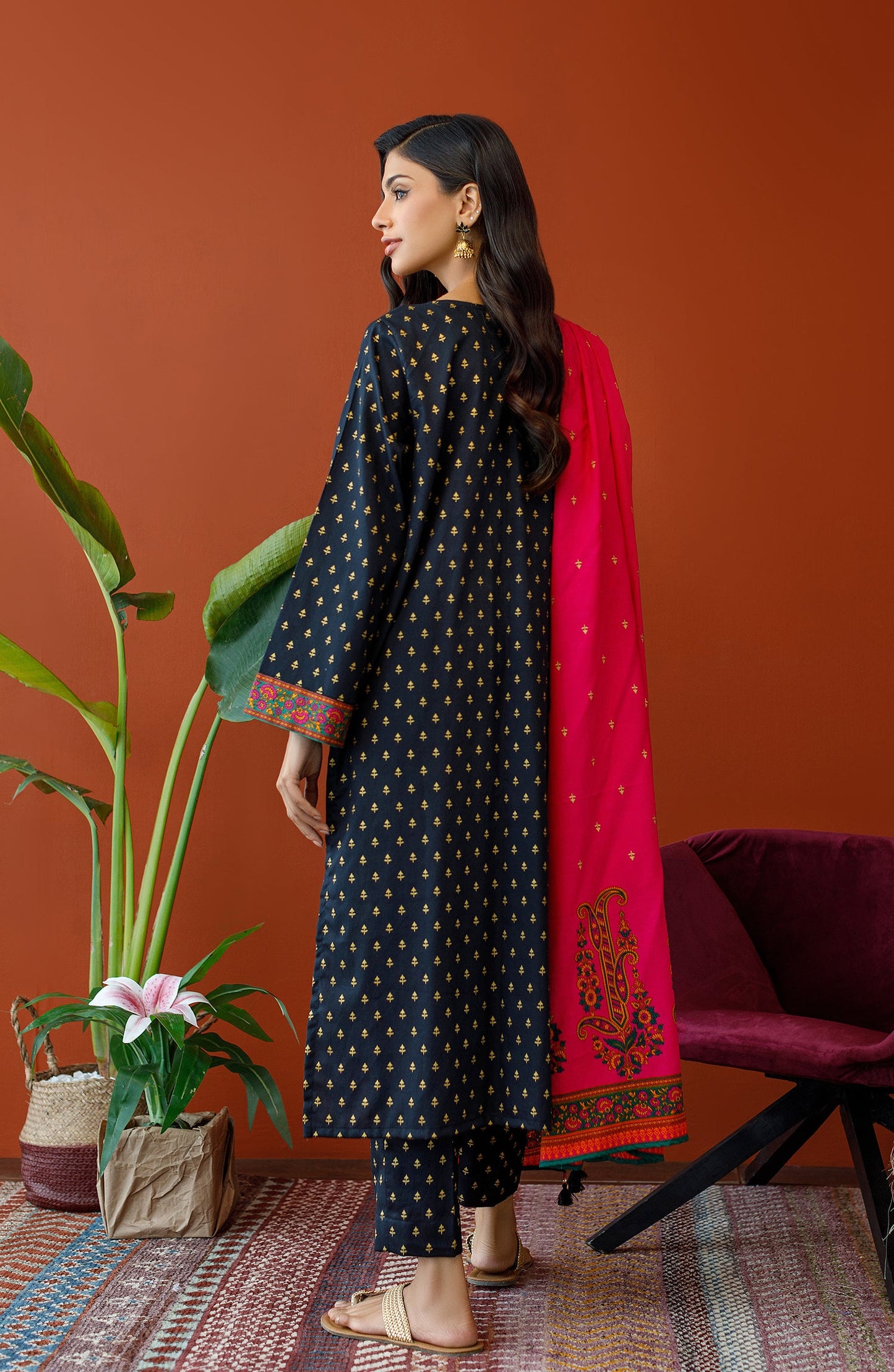 Orient - Unstitched 3 Piece Embroidered Cottel Shirt , Cottel Pant and Cottel Dupatta