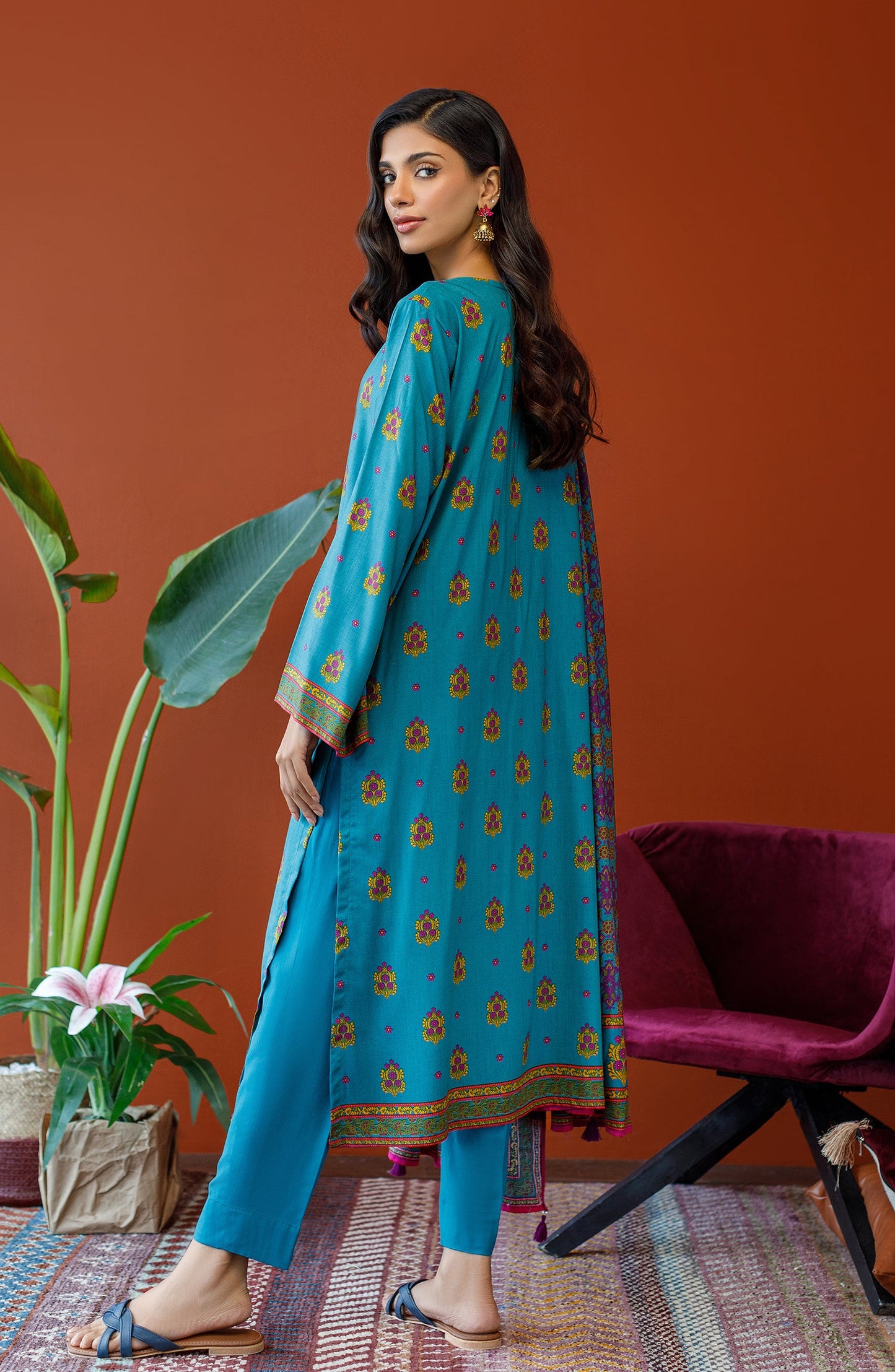 Orient - Unstitched 3 Piece Printed Linen Shirt , Linen Pant and Linen Dupatta