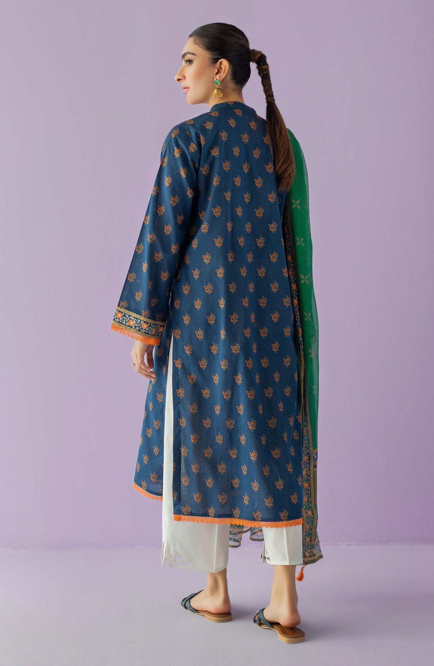 Orient - Stitched 2 Piece Embroidered Lawn Shirt and Chiffon Dupatta
