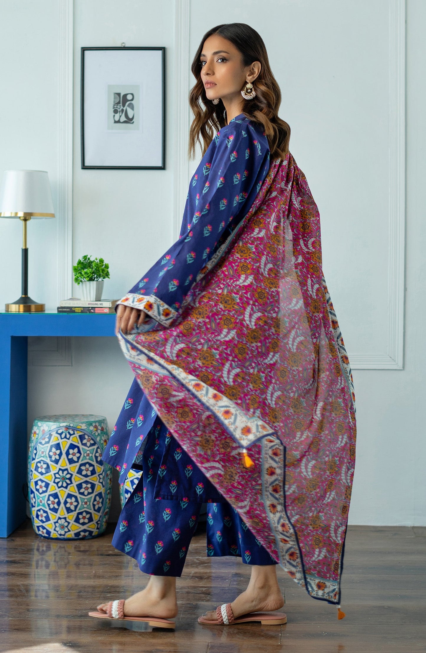 Orient - Stitched 3 Piece Printed Lawn Shirt , Cambric Pant and Lawn Dupatta