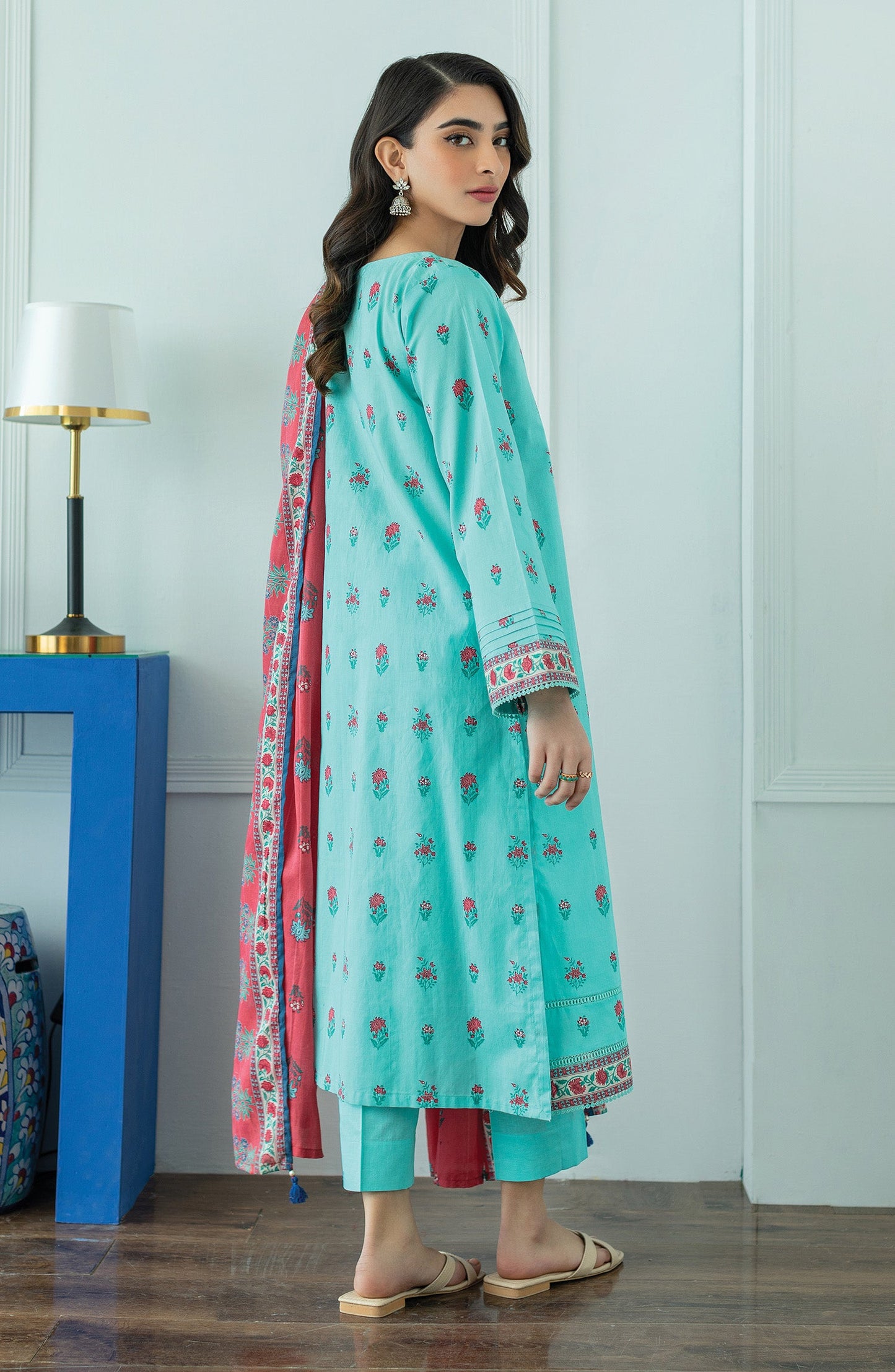 Orient - Unstitched 3 Piece Embroidered Lawn Shirt , Cambric Pant and Lawn Dupatta