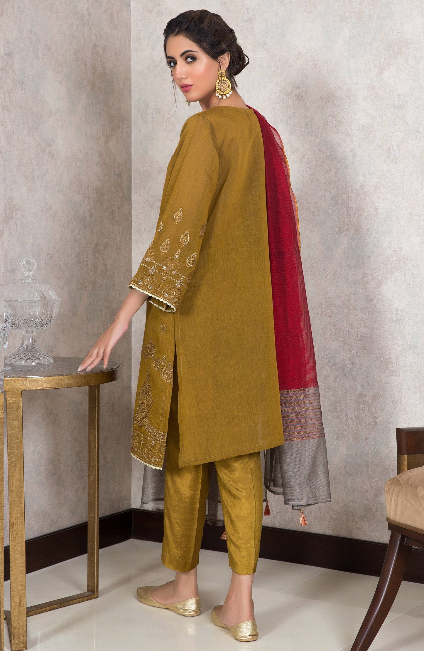 Orient - Stitched 3 Piece Embroidered Yarn Dyed Powerloom Suit