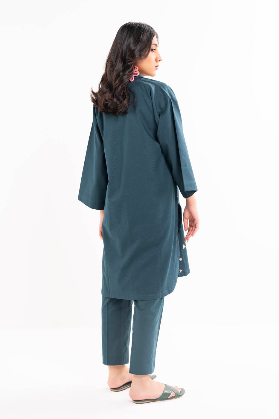 Dyed Embroidered Khaddar Shirt