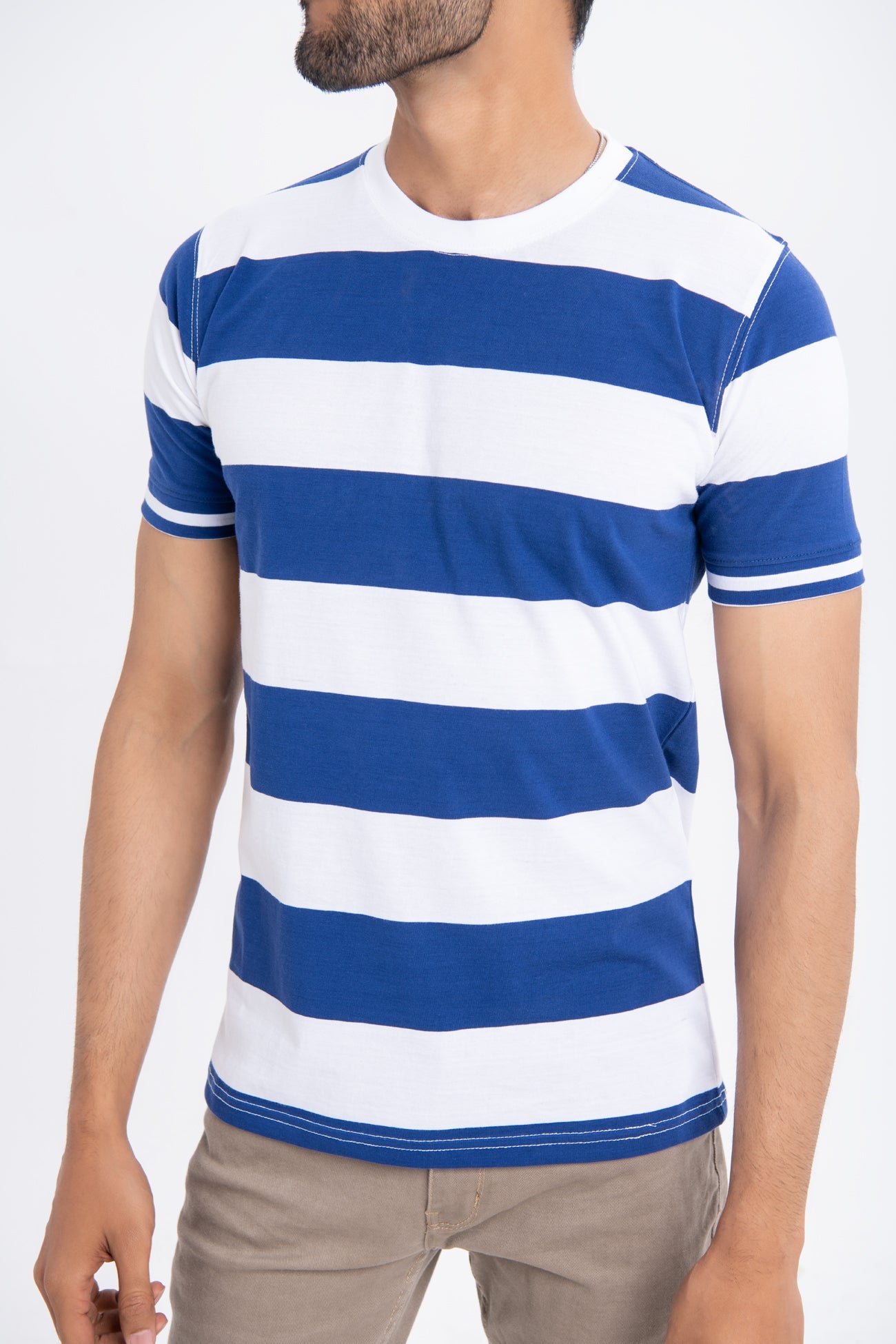 BTW - COLOR BLOCK YARN DYED T-SHIRT