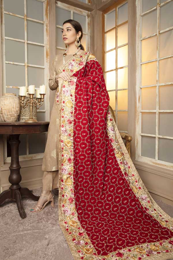 Adan's Libas - Elif - Velvet Embroidered Shawl
