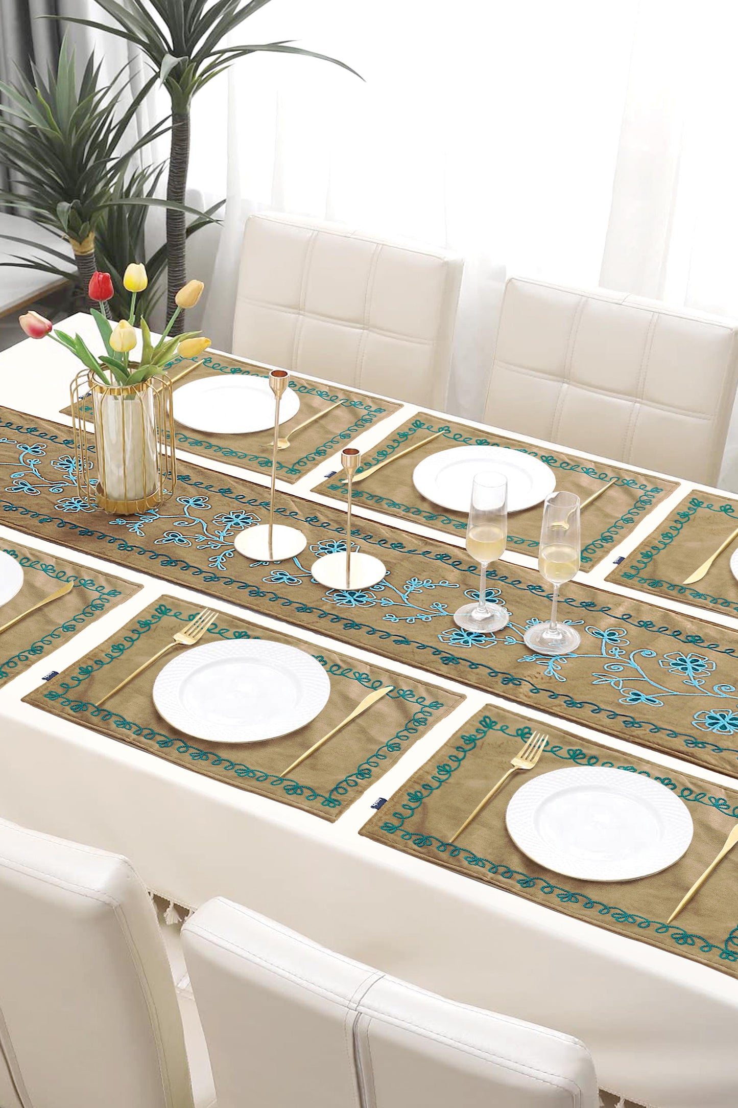 Nishat Linen - Oak Table Runner Set - 7 Piece
