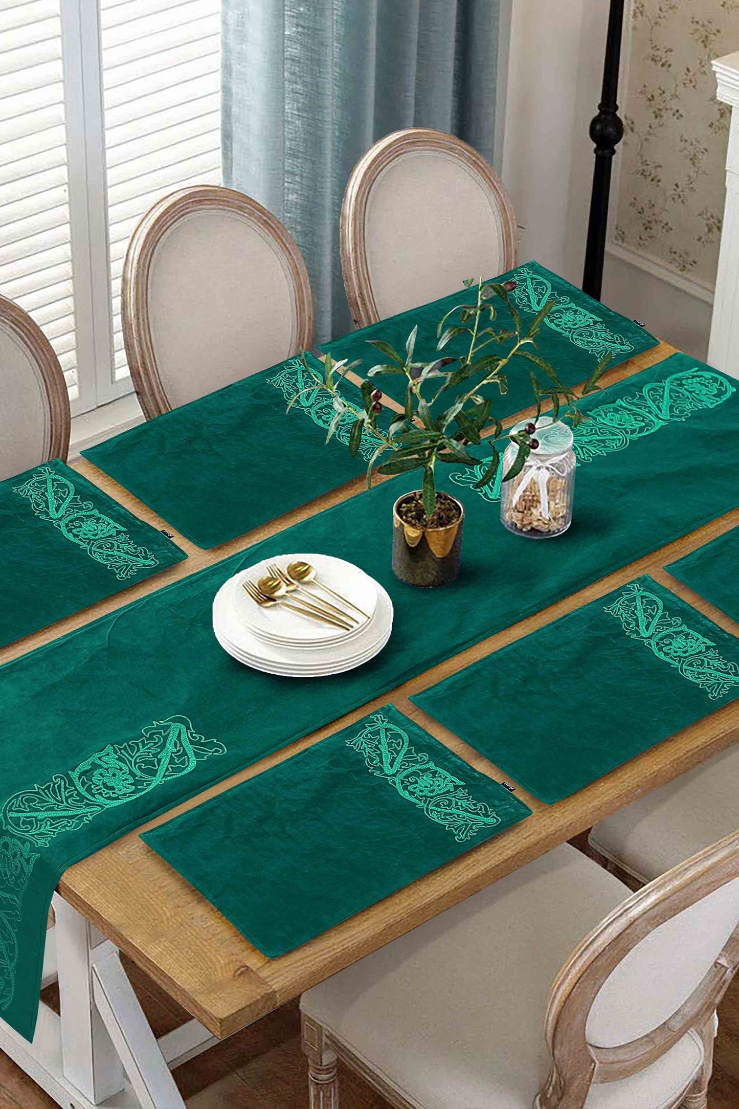 Nishat Linen - Palma Embroidered Table Runner Set - 5 Piece