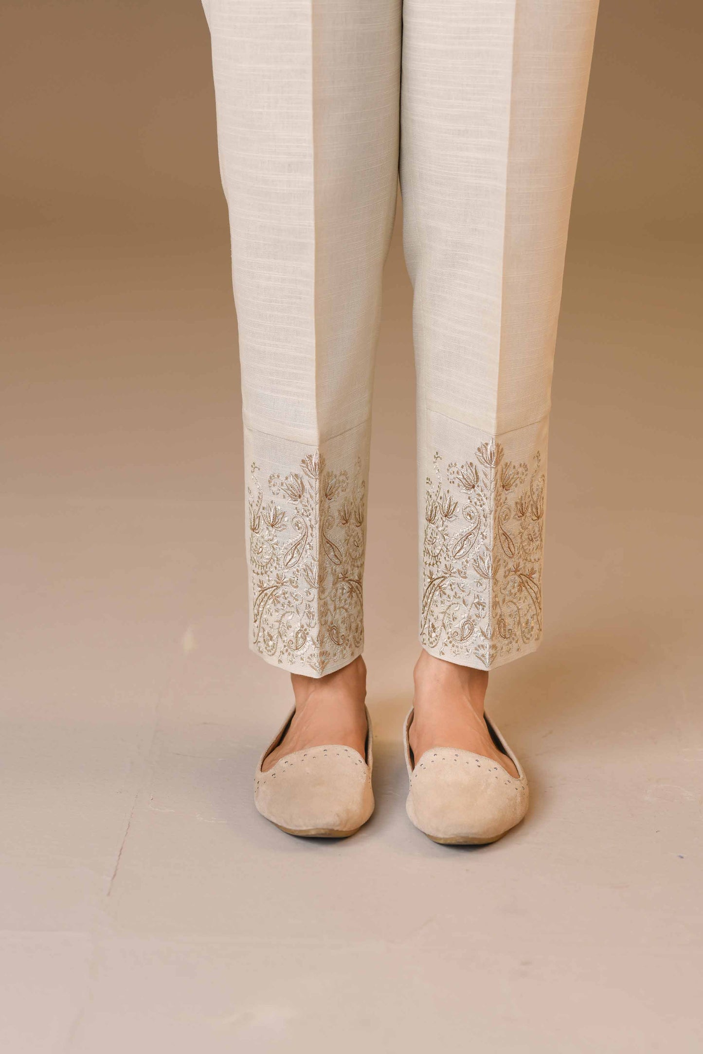 Nishat Linen - Embroidered Trousers - PW23-184