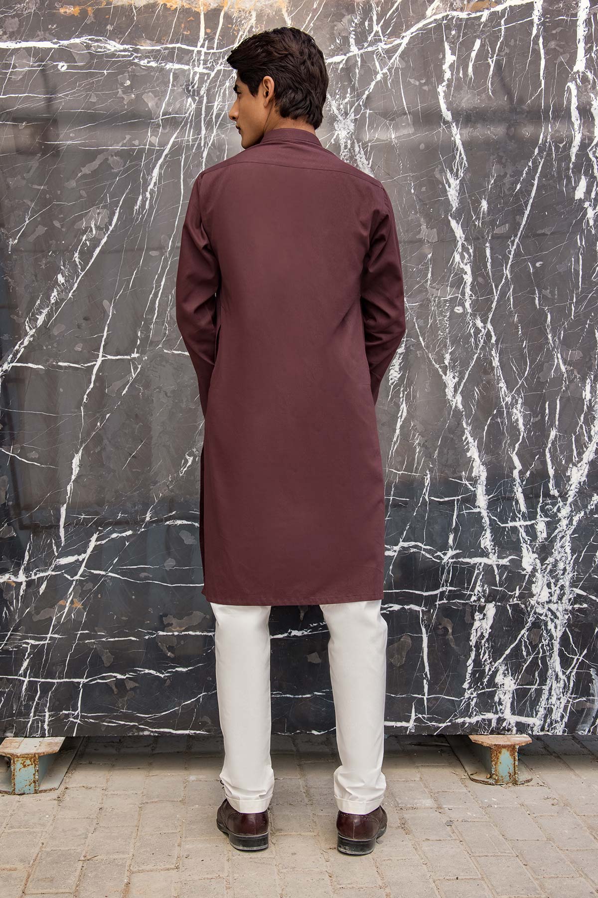 Dyed Ribbed Cotton Kurta