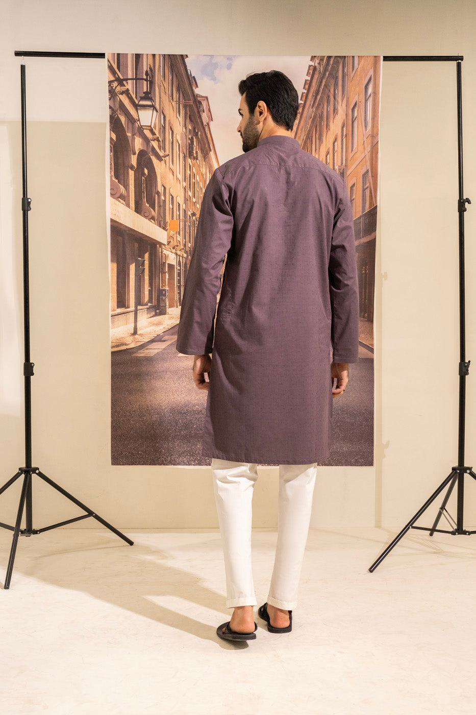 Dyed Embroidered Jacquard Kurta
