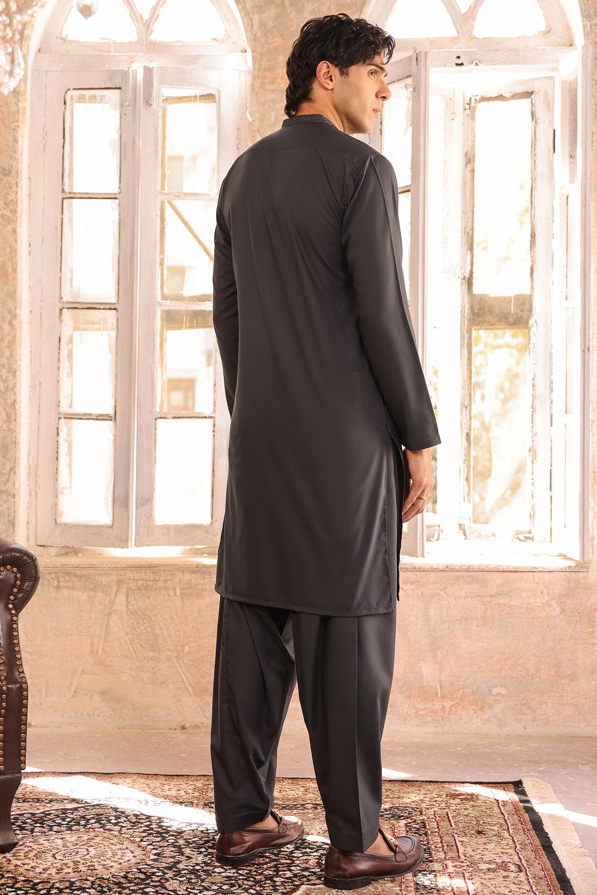 Dyed Embroidered Ribbed Shalwar Kameez