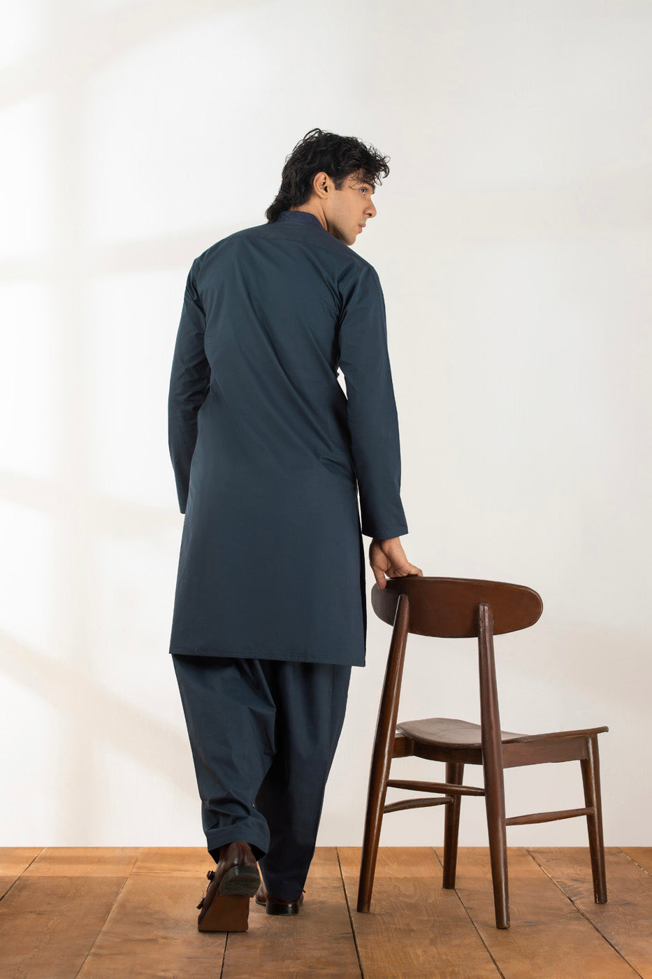 Dyed Embroidered Cotton Kurta
