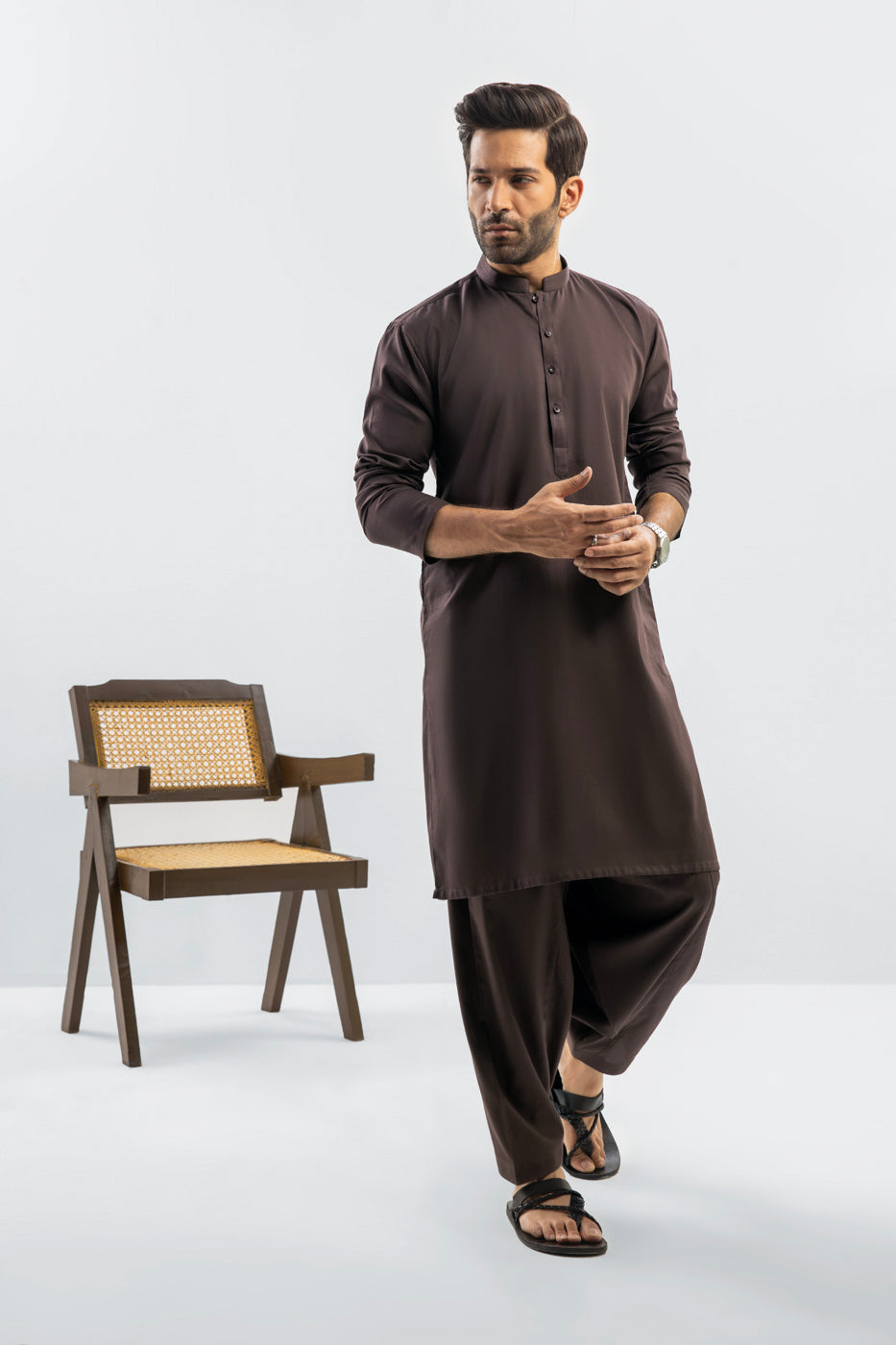 Dyed Ribbed Kurta Shalwar