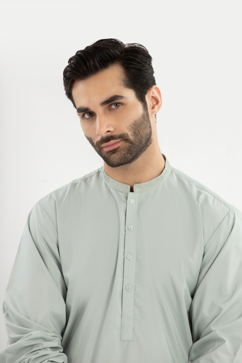 Dyed Embroidered Blended Kurta Trouser