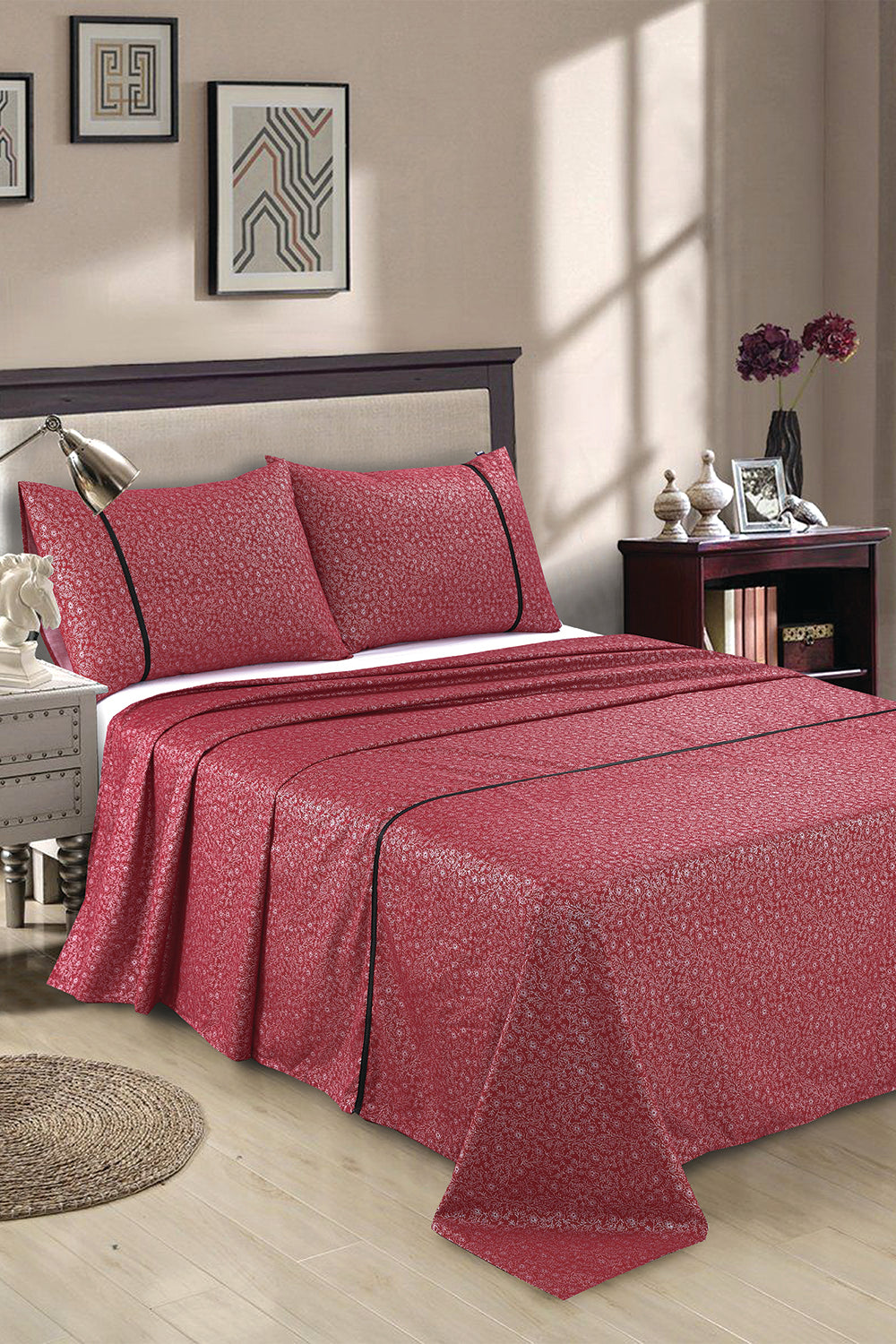 Nishat Linen - Red Wine Sheet Set