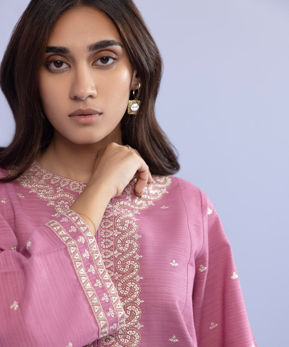 Sapphire - Embroidered Zari Khaddar Shirt
