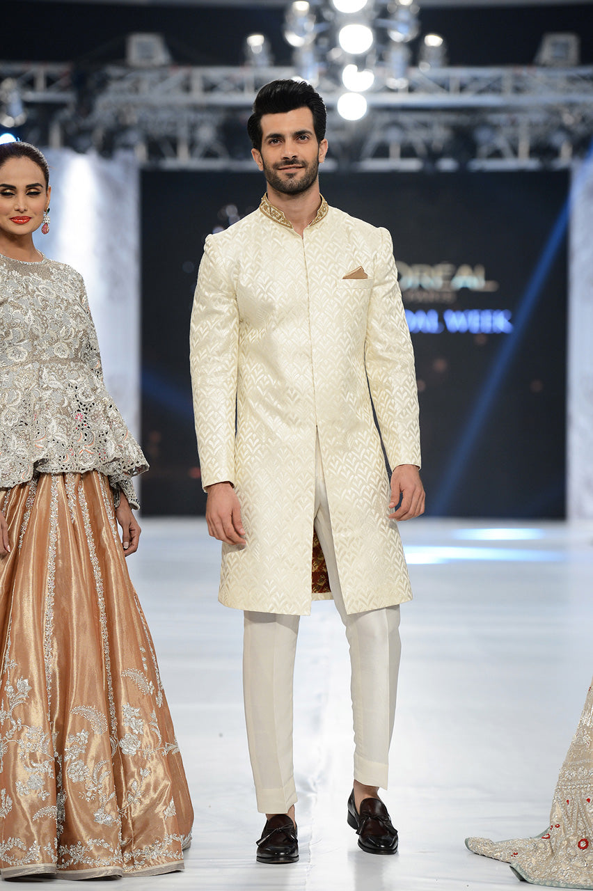 Off-White Raw Silk Sherwani
