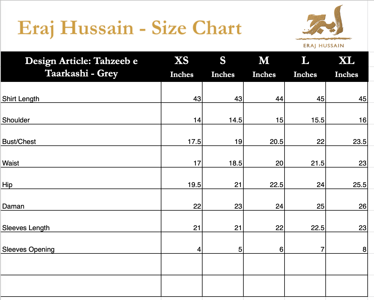 Eraj Hussain - Tahzeeb e Taarkashi - Grey - Stitched