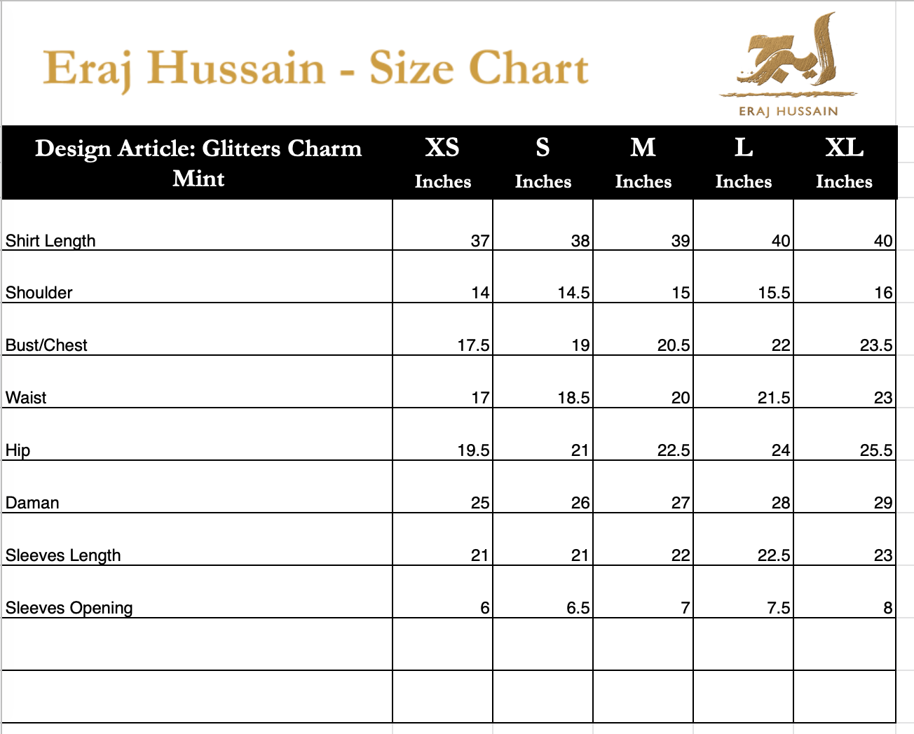 Eraj Hussain - Glitters Charm Mint - Stitched