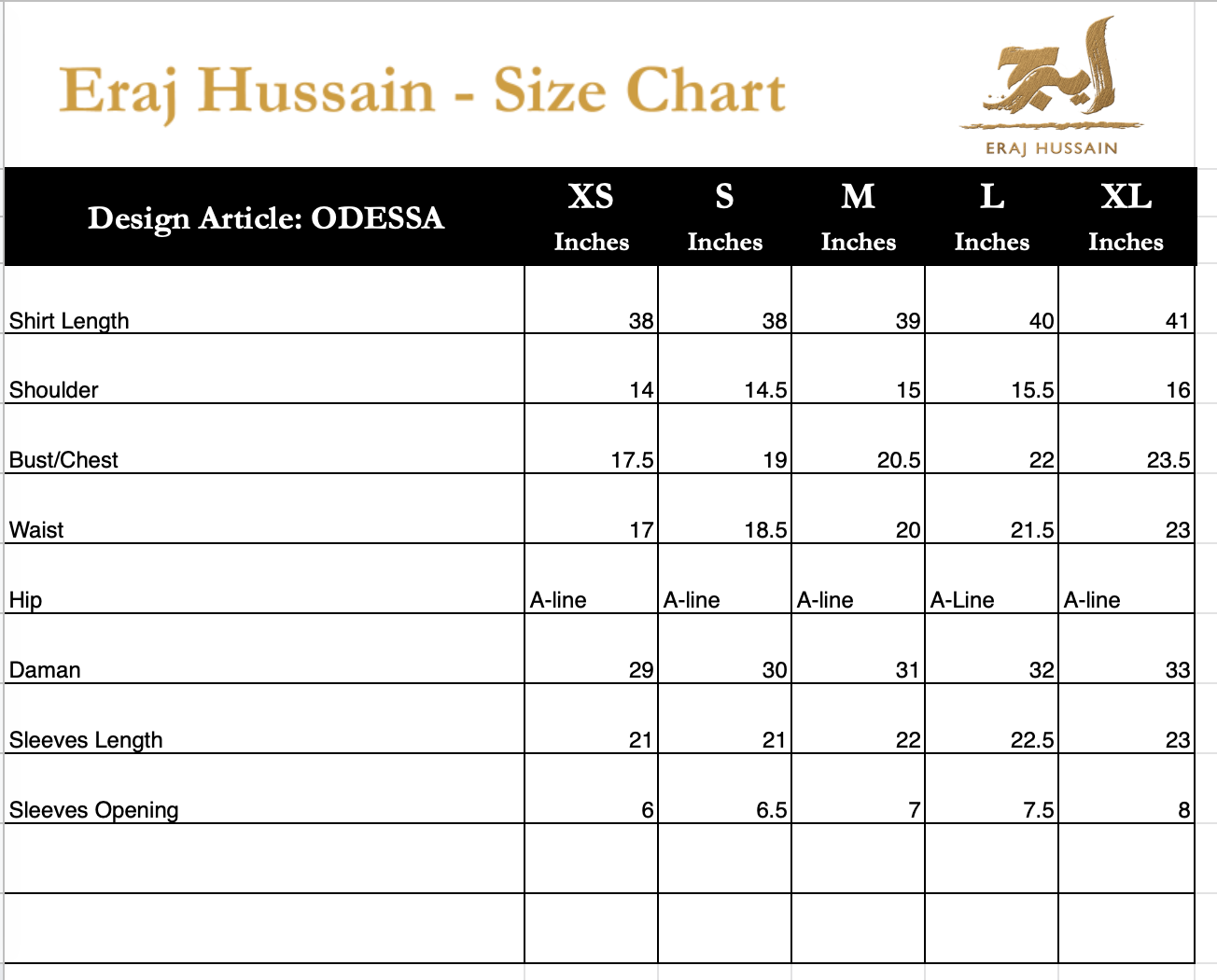 Eraj Hussain - Odessa - Stitched