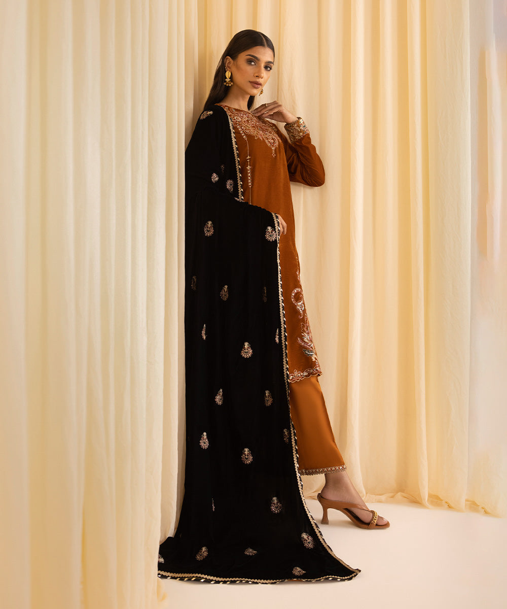 Sapphire - 3 Piece - Embroidered Velvet Suit