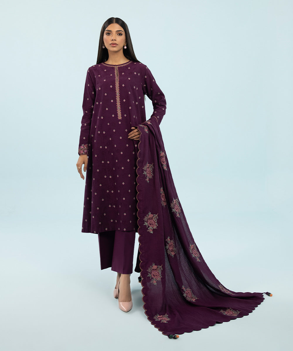 Sapphire - 3 Piece - Embroidered Jacquard Suit
