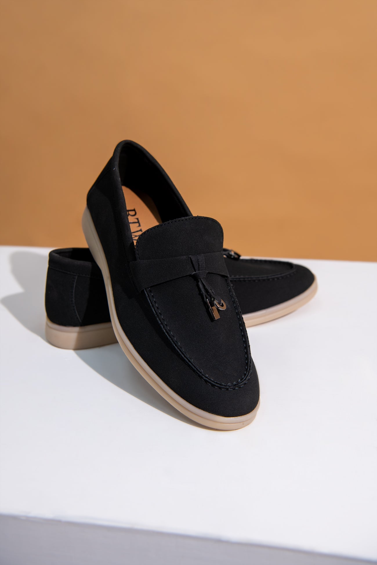 BTW - CHARCOAL GRAY SOFT SLIP SUEDE LOAFERS