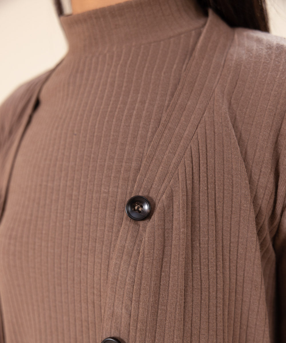 Sapphire - Ribbed Slim-Fit Cardigan With Buttons
