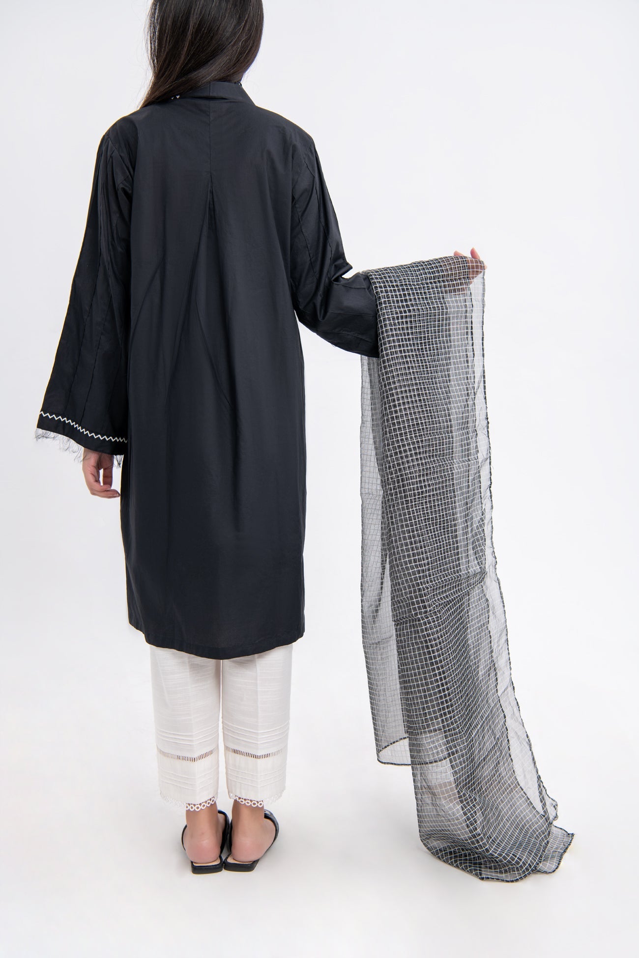 BTW - PIN TUCKS SHIRT WITH DUPATTA