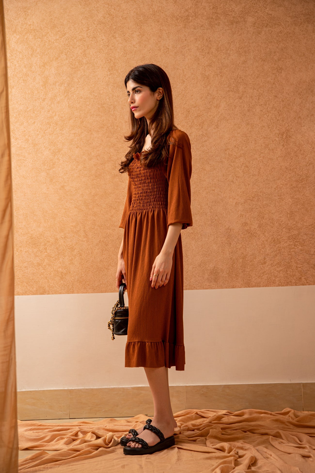 BTW - SMOCKING MIDI DRESS