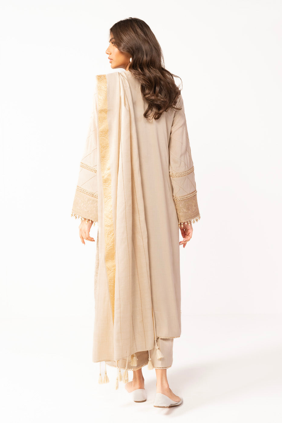 3 Pc Embroidered Viscose Suit With Tarkishi Shawl