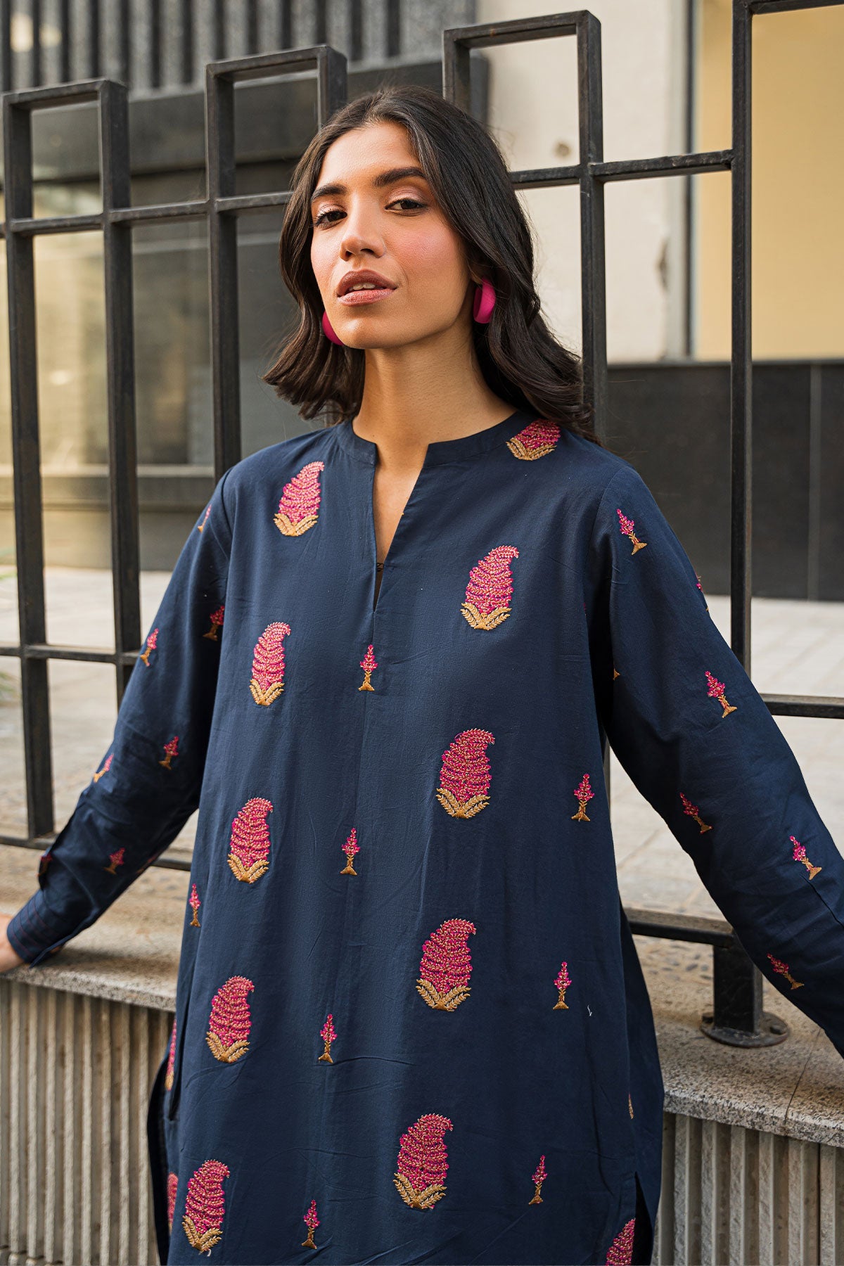 Embroidered Cambric Kurti