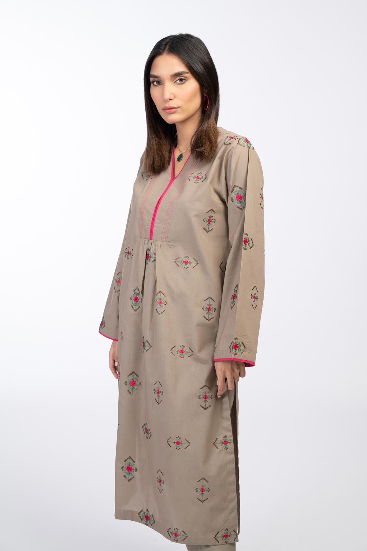 Embroidered Cambric Kurti