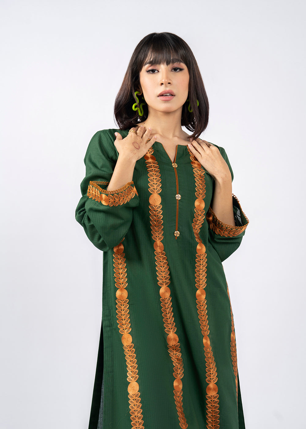 Dyed Embroidered Lawn Kurti