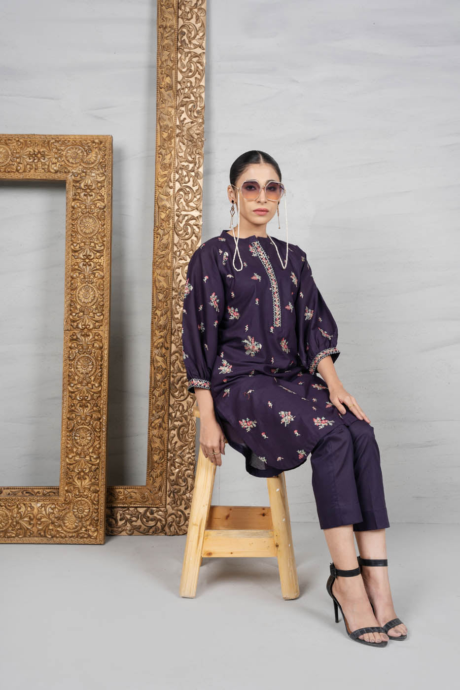 2 Pc Embroidered Cambric Outfit
