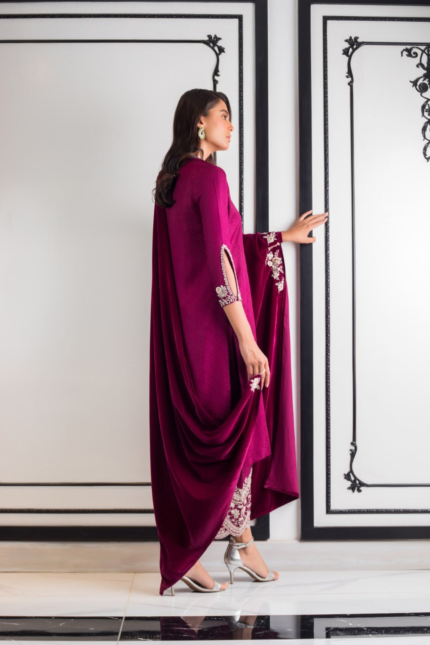 Plum Jamawar Kurta