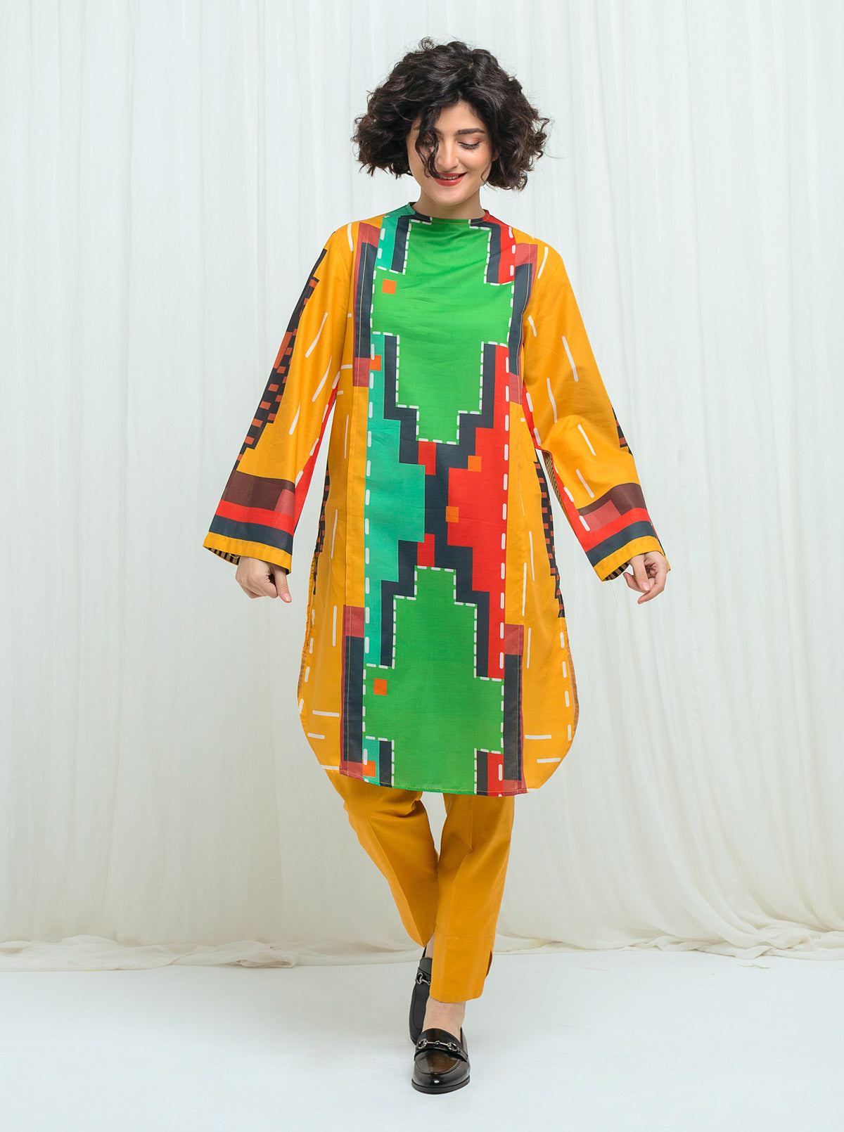 Beechtree - Geometric Flow-Printed-1P (UNSTITCHED)