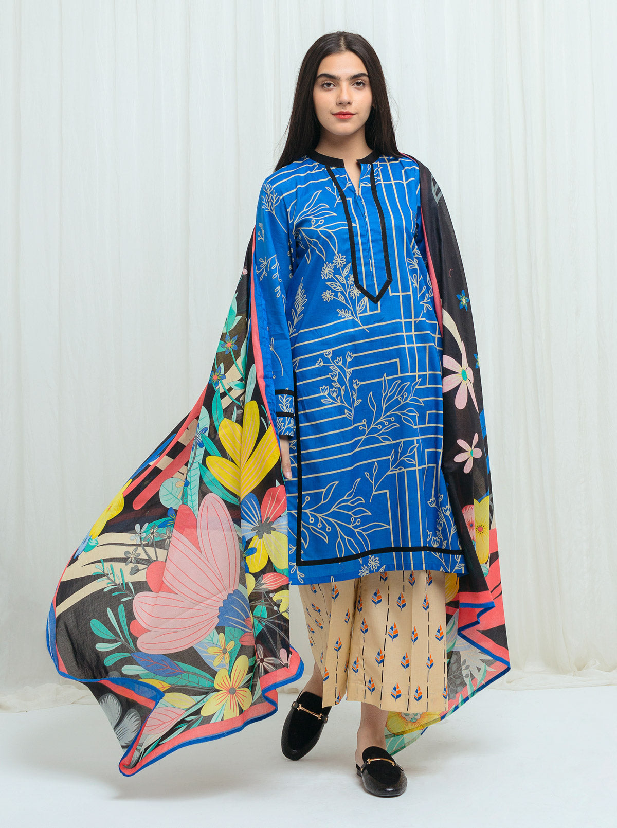 Beechtree - Inky Lines-Printed-3P (UNSTITCHED)