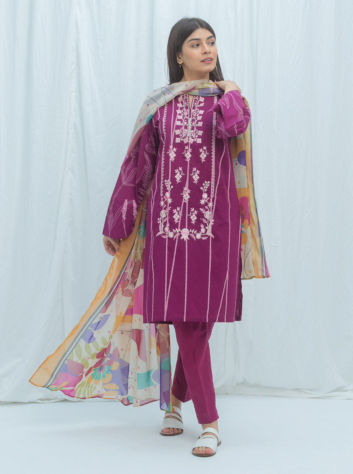 Beechtree - Amethyst Afterglow-Embroidered-3P (UNSTITCHED)