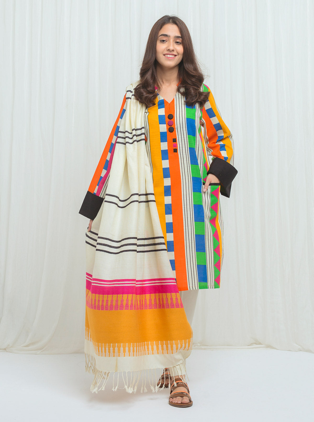 Beechtree - Vibant Vibes With Jacquard Shawl-3P