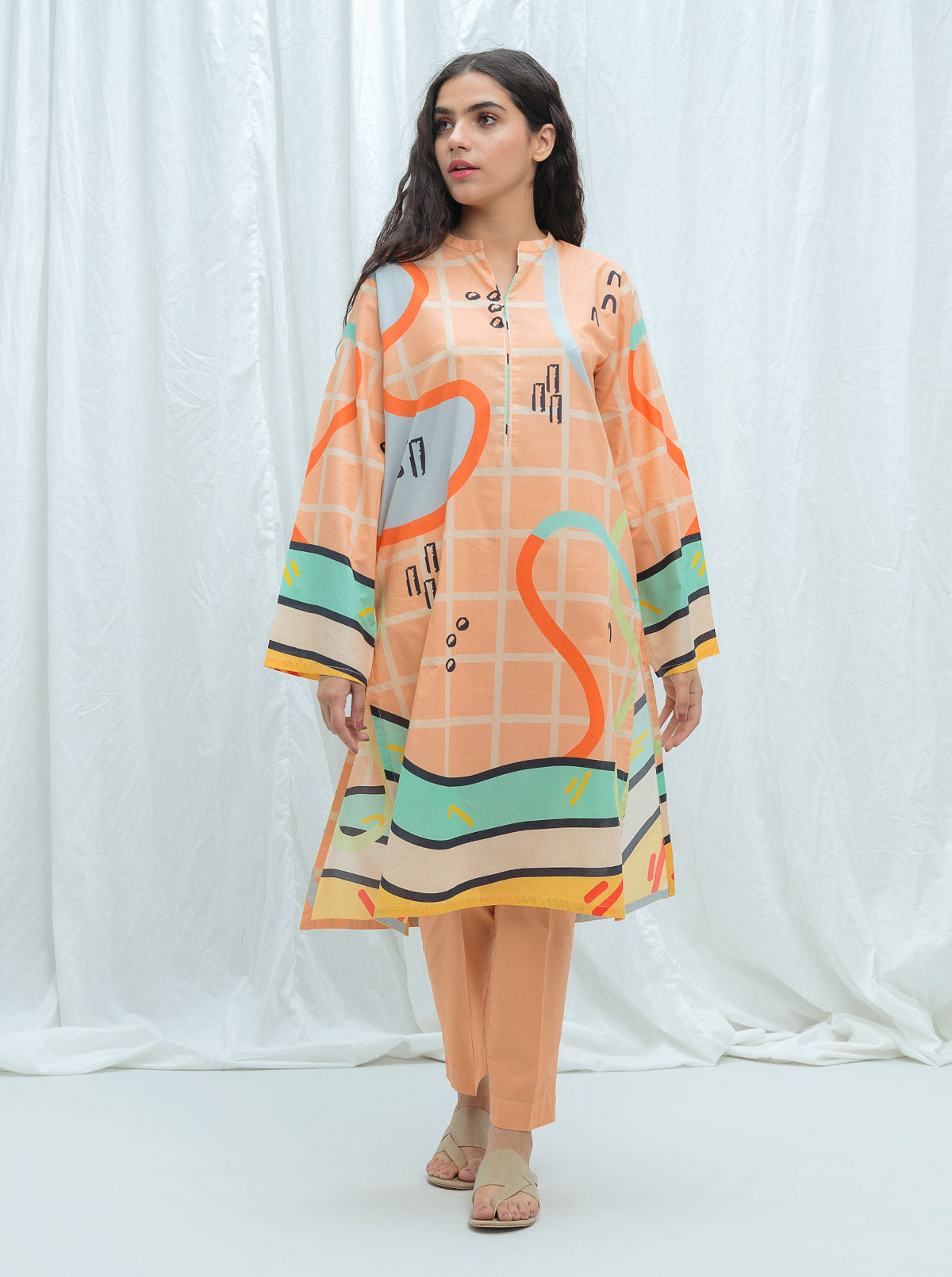 Beechtree - Painted Grid-Printed-1P (UNSTITCHED)