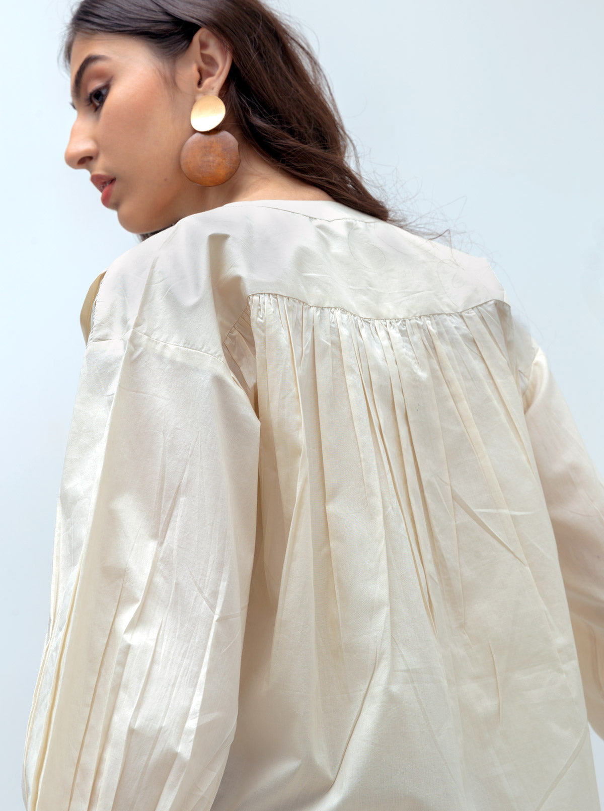 Beechtree - Cream Gathered Button Down Shirt