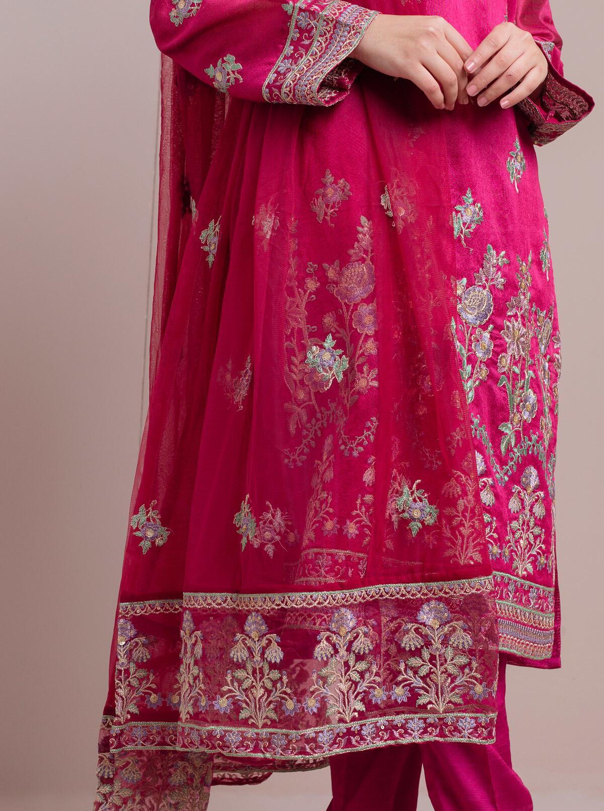 Beechtree - Embroidered Shirt With Dupatta