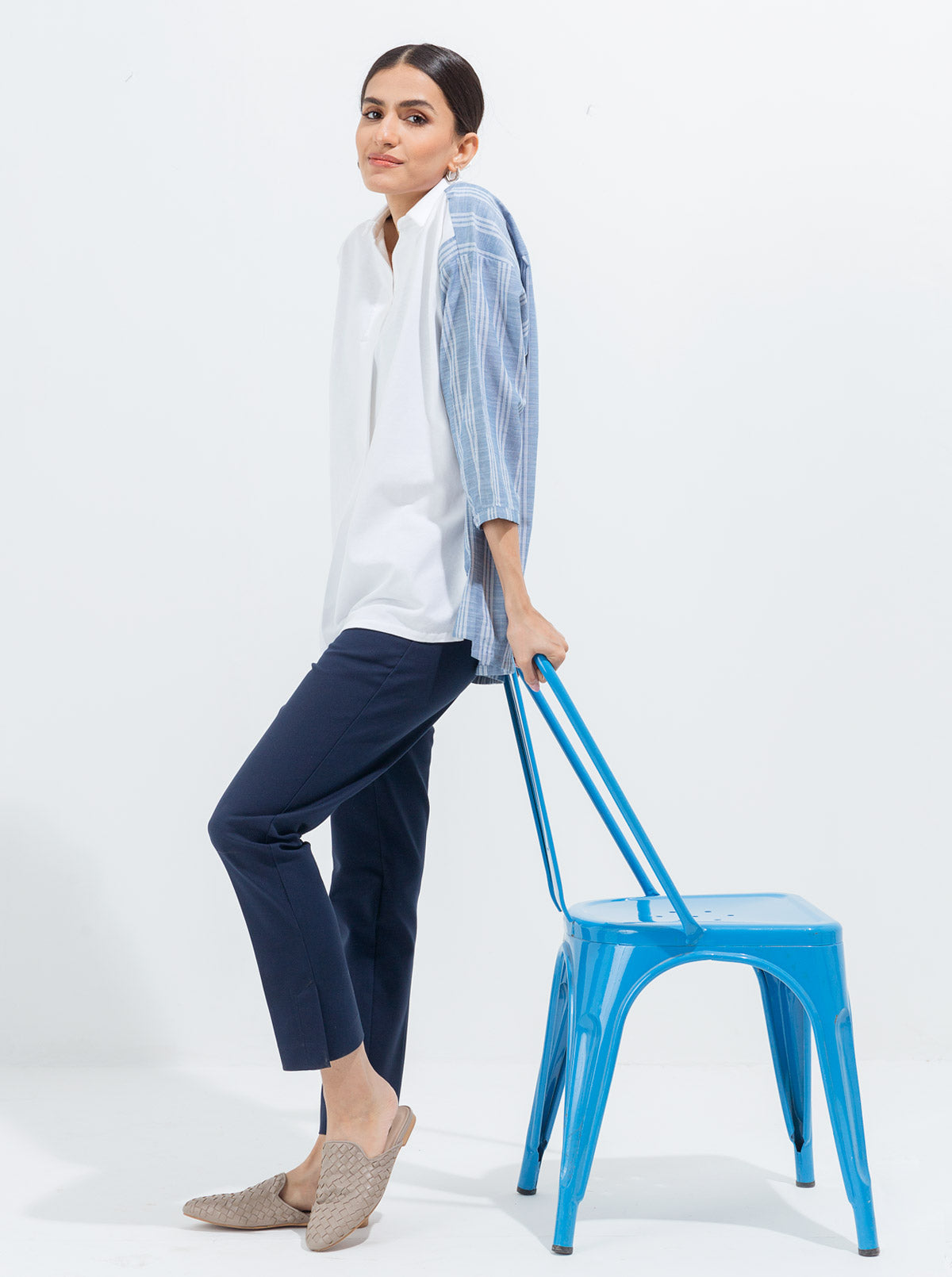 Beechtree - Striped Pique Collar Top