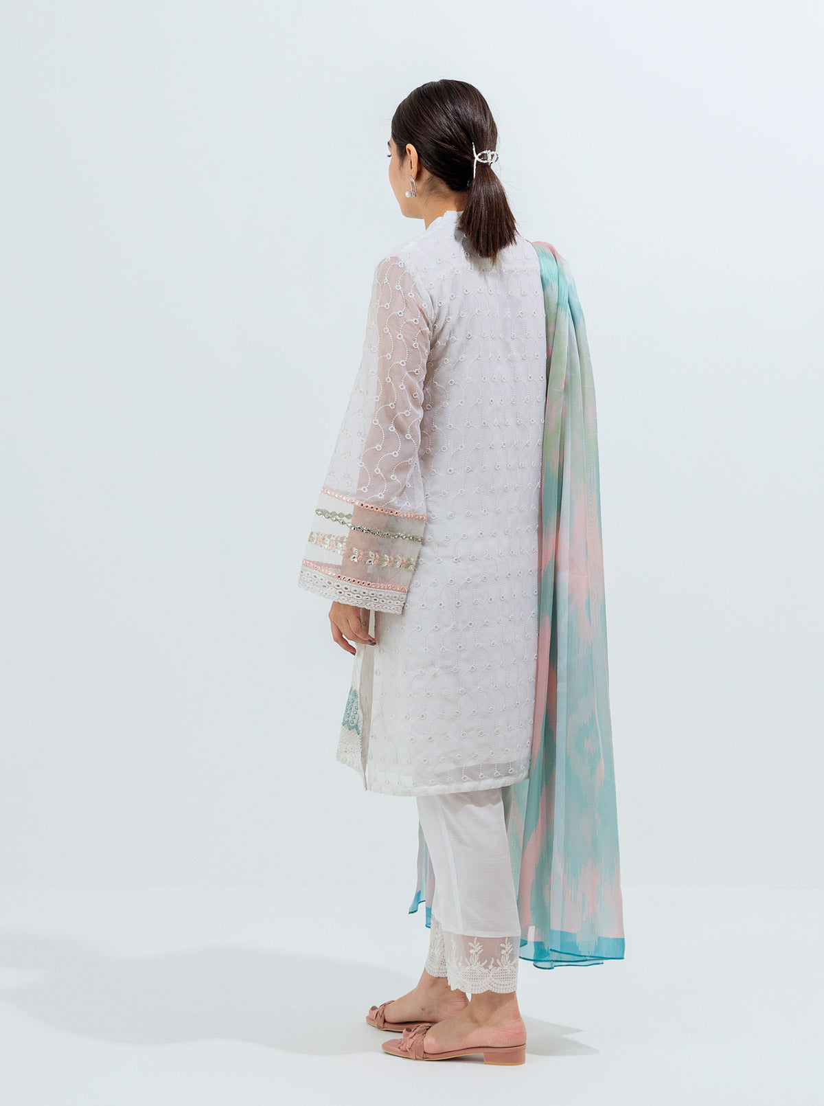 Beechtree - Embroidered Shirt With Dupatta