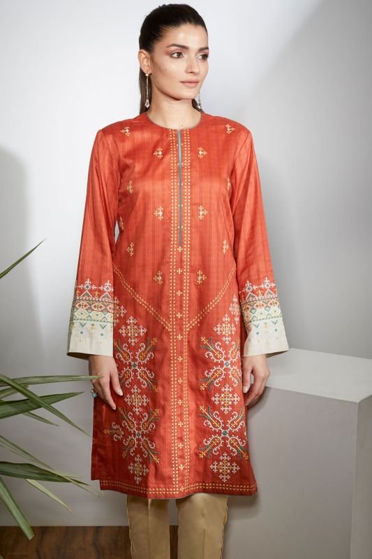 Embroidered Dobby Kurti