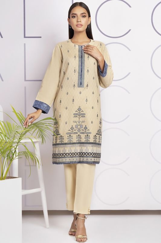 Dyed Embroidered Dobby Kurti
