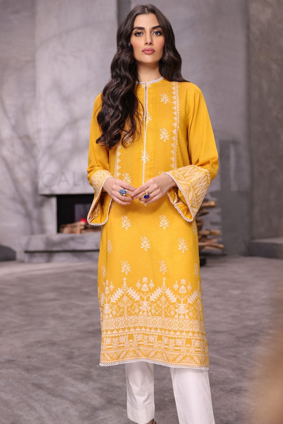 Alkaram - Dyed Embroidered Karandi Silk Kurti